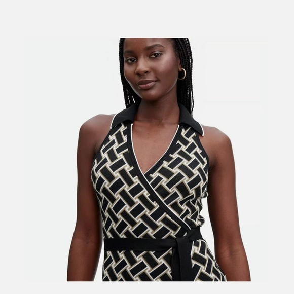 DVF Diane Von Furstenberg x Target Vintage Weave Neutral Knit Midi Wrap Dress XS - Picture 2 of 7